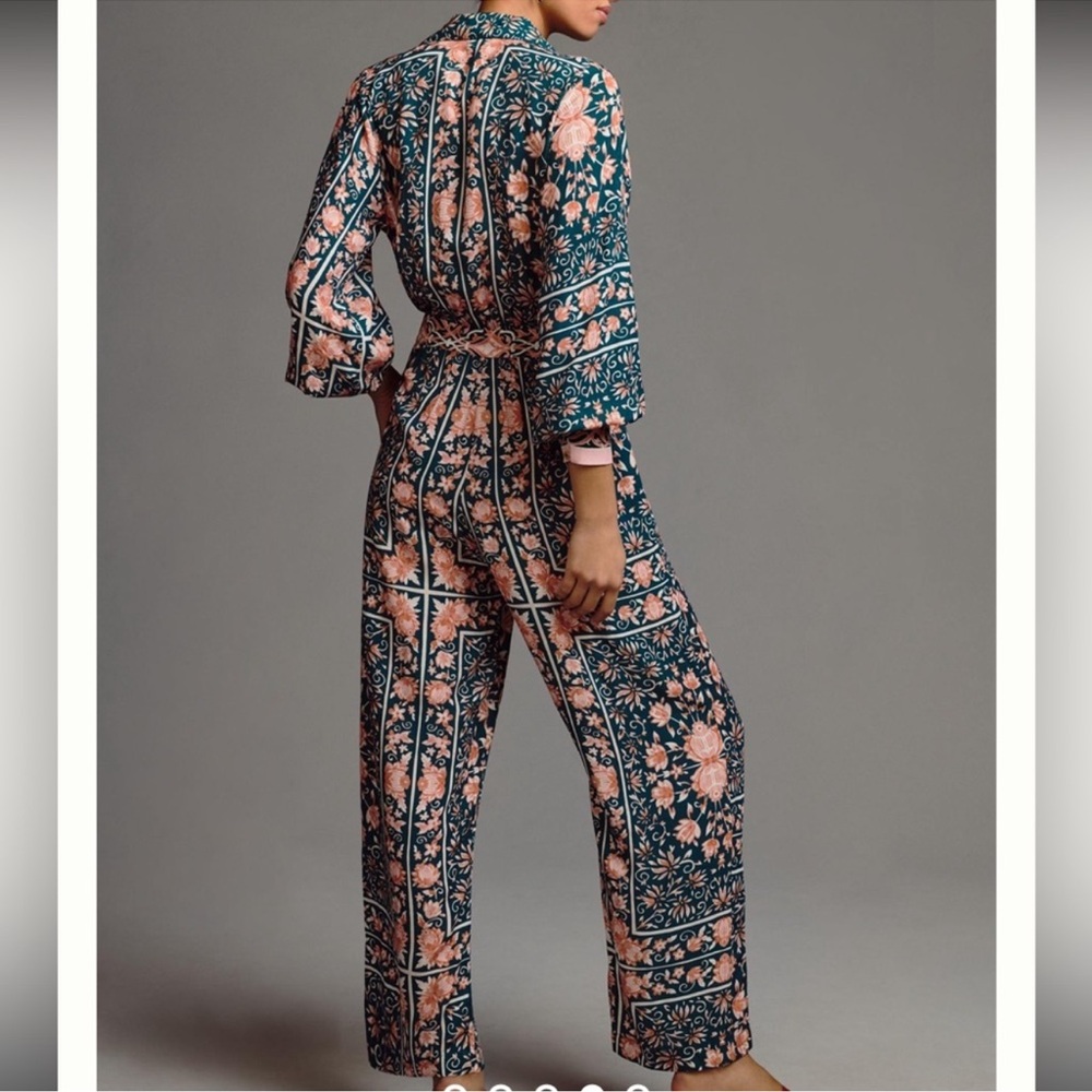 NWOT💐Anthropologie x Especia Floral Tie Adriana Jumpsuit XL Green